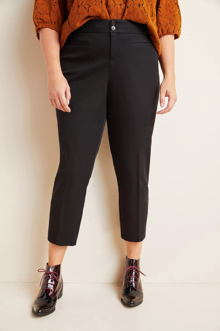Anthropologie The Essential Slim Trousers Black Pants Size 26W (3X) Work Office